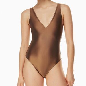 Aritzia Satinette V-neck Bodysuit